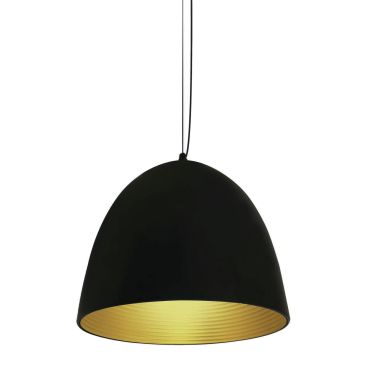 ONE Light Bowl Shade Pendant - hanglamp - Ø 30 x 192 cm - zwart en messing