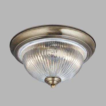 Searchlight Flush - plafondverlichting - Ø 29 x 14,5 cm - IP44 - antiek messing
