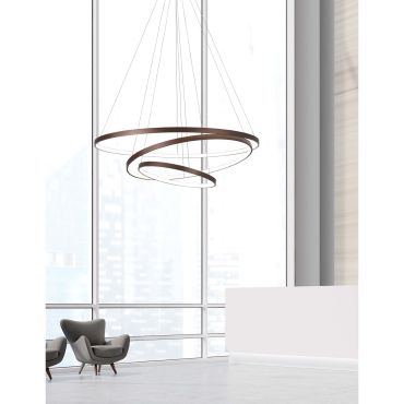 Nova Luce Ferrol - hanglamp - Ø 80 x 150 cm - 111W dimbare LED incl. - koffie bruin