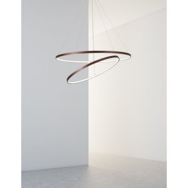 Nova Luce Ferrol - hanglamp - Ø 80 x 130 cm - 85W dimbare LED incl. - koffie bruin