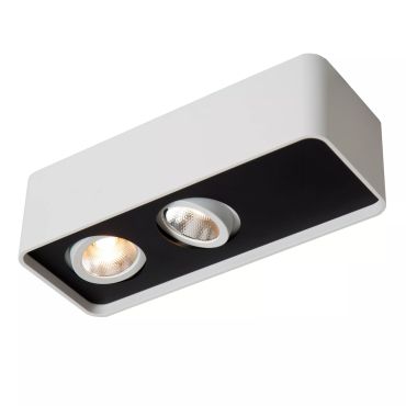 Lucide Angular - plafondspot - 18 x 7 x 5 cm - 2x 6W dimbare LED incl. - wit met zwart