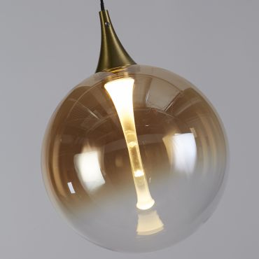 Searchlight Alchemy - hanglamp - Ø 16 x 150 cm - 4W LED incl. - zwart, goud en amber