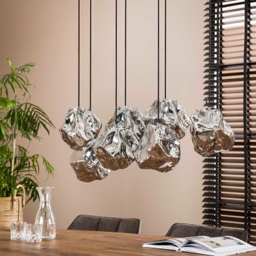 Vico Rock Chrome - hanglamp - 95 x 44 x 150 cm - chroom glas