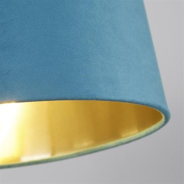 Searchlight Drum Shade - lampenkap - Ø 30 x 20 cm - blauwgroen en geborsteld goud