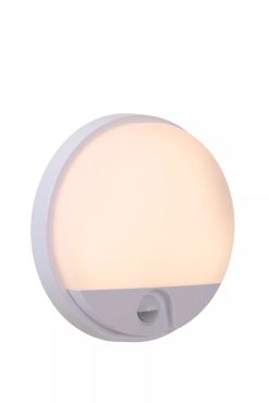 Lucide Hups IR - buiten wandlamp met sensor - Ø 21 x 4,9 cm - 10W LED incl. - IP54 - wit