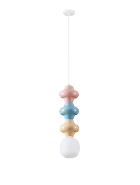 Nova Luce Clio - hanglamp - Ø 18 x 240 cm - roze, blauw, geel, wit en opaalglas