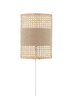 Nova Luce Lum - wandlamp - 20,5 x 29 x 11 cm - natuurlijk rotan, bruin en wit