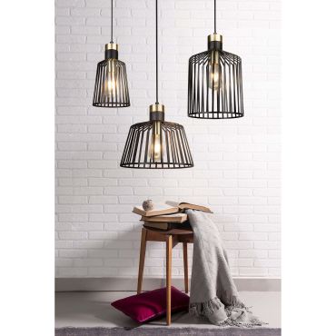 Searchlight Bird Cage - hanglamp - Ø 16 x 150 cm - mat zwart