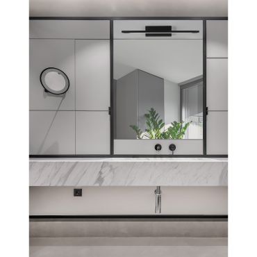 Nova Luce Mondrian - spiegellamp - 41,5 x 14 x 6 cm - 12W LED incl. - IP44 - zand zwart