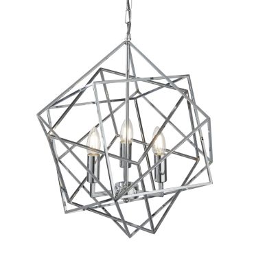 Searchlight Cube - luster - Ø 48 x 150 cm - chroom