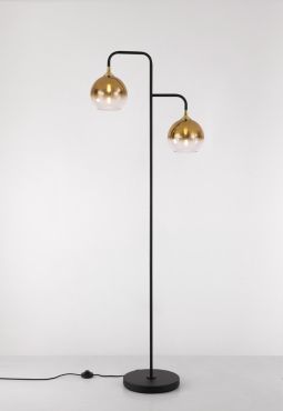 Artdelight Dajano - vloerlamp 2L - 30 x 45 x 175 cm - zwart met goud