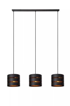 Lucide Rosas - hanglamp 3L - 130 x 26 x 152 cm - zwart en messing