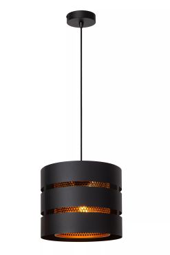 Lucide Rosas - hanglamp - Ø 26 x 152 cm - zwart en messing