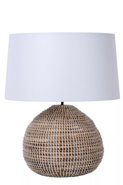 Lucide Maduka - tafellamp - Ø 45 x 61 cm - lichtbruin en wit