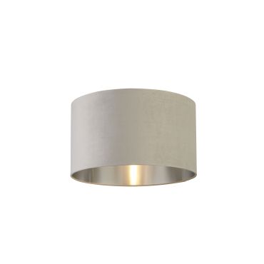 Searchlight Drum Shade - lampenkap - Ø 45 x 26 cm - lichtgrijs en geborsteld zilver