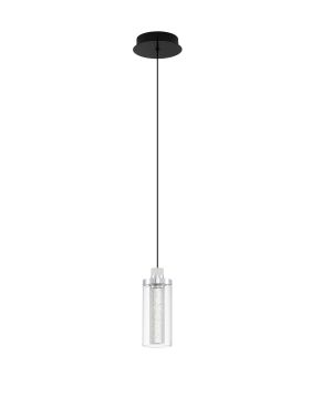 Nova Luce Lune - hanglamp - Ø 14 x 210 cm - 9W dimbare LED incl. - zandzwart en chroom