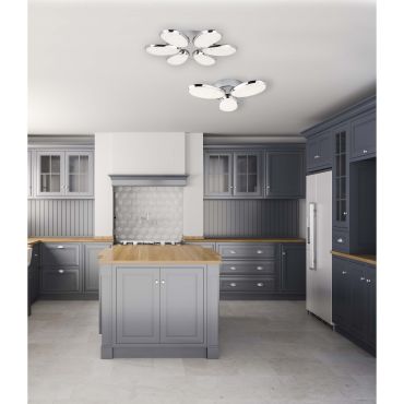 Searchlight Lori - plafondverlichting - Ø 52 x 9 cm - 48W dimbare LED incl. - chroom en wit