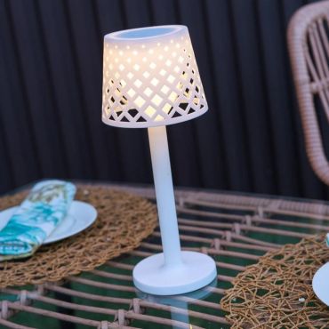 New Garden Gretita - buiten tafellamp op batterijen - Ø11,7 x 31 cm - 1W LED incl. - IP44 - wit