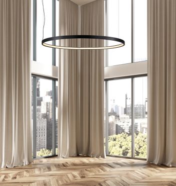 VK Lighting Circulus - hanglamp - Ø 92,2 x 200 cm - 42W dimbare LED incl. - zwart