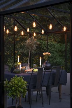 Konstsmide - decoratieve lichtsnoer met dimfunctie - starterset - 9,15 meter lengte plus 10,85 meter snoer - 10 vervangbare LED-lampen incl. - 7W - IP44 - zwart