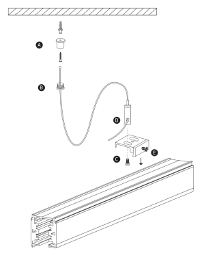 ONE Light verstelbare railophangset  - 2 meter - wit