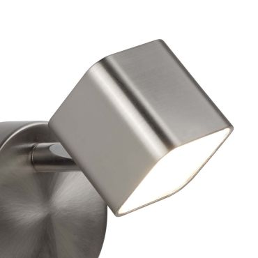Searchlight Quad - wandspot met schakelaar - 9 x 11,5 cm - 4W dimbare LED incl. - satijn zilver