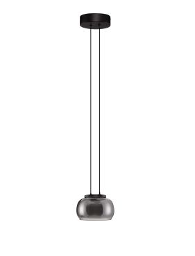 Nova Luce Bios - hanglamp - Ø 18 x 166 cm - 9W dimbare LED incl. - mat zwart en rokerig grijs