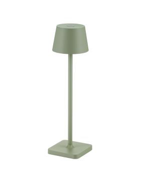 Nova Luce Deck - oplaadbare tafellamp - Ø 8,5 x 30 cm - 2W dimbare LED incl. - IP54 - olijfgroen