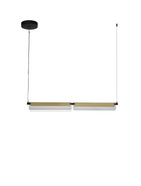 Nova Luce Apnea - hanglamp - 93 x 160 x 7 cm - 20W dimbare LED incl. - zandzwart, goud en grijs