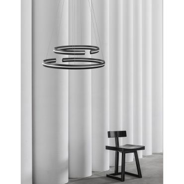 Nova Luce Torrente - hanglamp - 80 x 40 x 120 cm - 55W dimbare LED incl. - zand zwart
