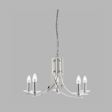 Searchlight Ascona - luster - Ø 62 x 90 cm - satijn zilver