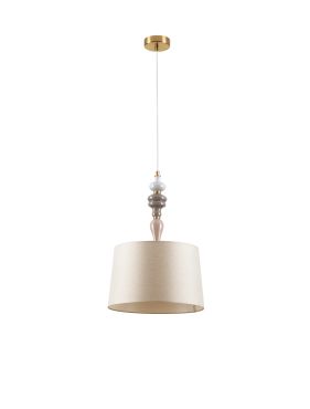 Nova Luce Damo - hanglamp - Ø 34 x 150 cm - antiek messing, zacht oranje en bruin