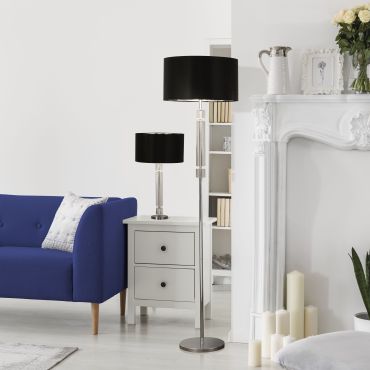 Searchlight Table - tafellamp - Ø 35 x 62 cm - zwart en chroom