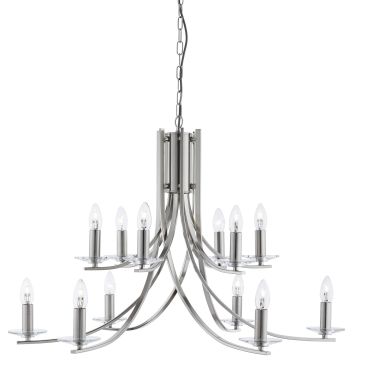 Searchlight Ascona - luster - Ø 88 x 262 cm - satijn zilver