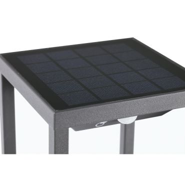 Faro Saura - tuinpaal op zonne-energie met bewegingsmelder - 14 x 11,5 x 50 cm - 2W LED incl. - IP54 - donkergrijs