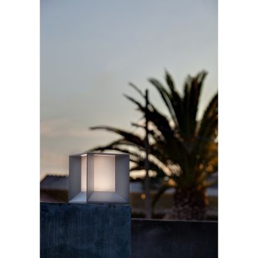 Faro Mila - sokkellamp - 22 x 22 x 24 cm - 18W LED incl. - 18W LED incl. - IP65 - donkergrijs