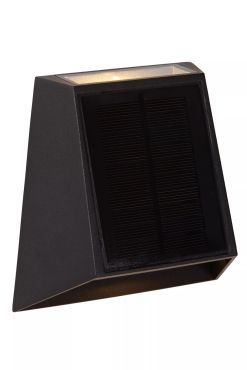 Lucide Luton - buiten wandlamp met dag- nachtsensor op zonne-energie - 13 x 7,4 x 13,4 cm - 1W dimbare LED incl. - IP54 - zwart