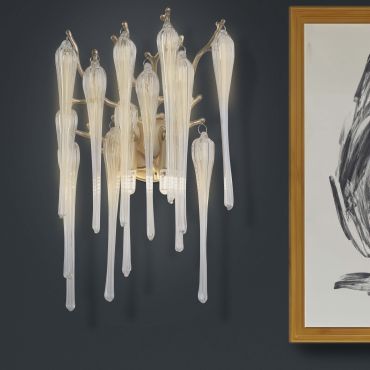 Searchlight Heritage - wandverlichting - 25 x 42 cm - goud en transparant