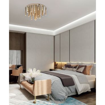 Maxlight Organic - plafondverlichting - Ø 60 x 34 cm - 33 x 1W dimbare LED incl. - goud