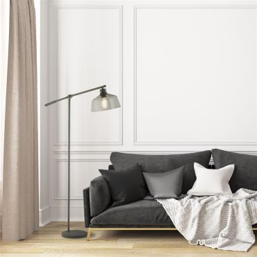 Searchlight Canterbury - vloerlamp - 82 x 164 cm - grijs en transparant