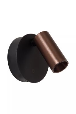 Lucide Toni - oplaadbare wandlamp - Ø 8,1 x 12,4 cm - 2W dimbare LED incl. - koffie