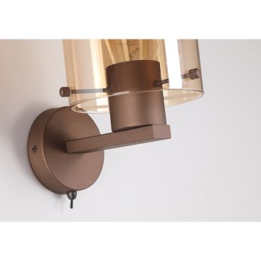 Searchlight Sweden - opbouw wandlamp - 15 x 24 cm - mokka en amber