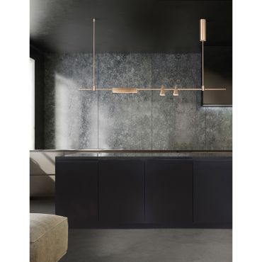 Nova Luce Grammi 04 - magnetische buisstructuur - 150 x 75 cm - 60W LED incl. - satijn goud