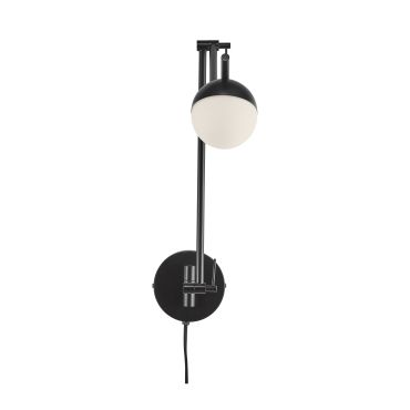 Nordlux Contina - wandverlichting met schakelaar - 73,6 x 12,5 x 37,2 cm - zwart en opaal wit
