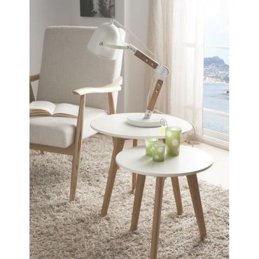 Artdelight Cooper - tafellamp - 20 x 20 x 58 cm - wit en lichtbruin