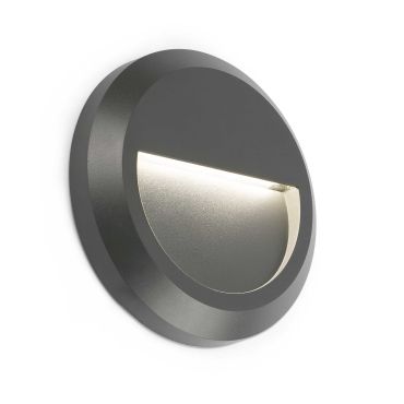 Faro Grant - wandverlichting - Ø 15 x 2,5 cm - 1W LED incl. - IP65 - donkergrijs