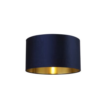 Searchlight Drum Shade - lampenkap - Ø 50 x 28 cm - marineblauw en geborsteld goud