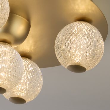 Searchlight Asteroid - plafondlamp - Ø 33 x 16 cm - 21W dimbare LED incl. - goud
