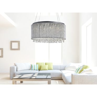 Searchlight Beatty - hanglamp - Ø 41 x 142 cm - chroom en transparant