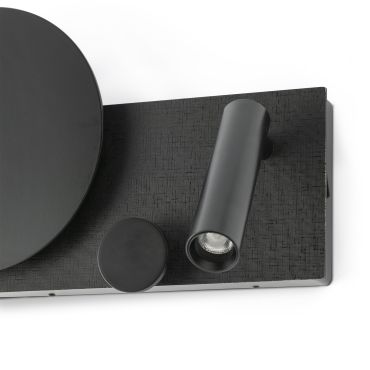 Faro Klee Rechts - wandverlichting met leeslampje - 27 x 3 x 16 cm - 10W+3W dimbare LED incl. - getextureerd zwart